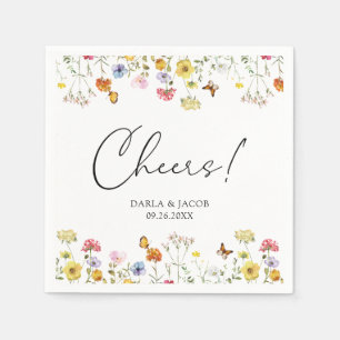 Wildflower Butterflies Boho Wedding Cheers Napkin