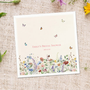 Wildflower & Butterflies Bridal Shower Napkins