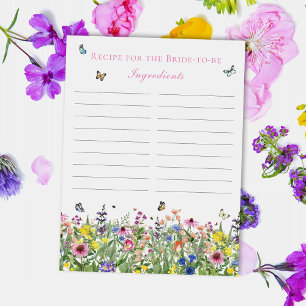 Wildflower & Butterflies Recipe For The Bride Postcard