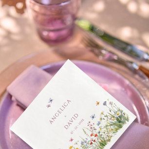 Wildflower Butterflies Wedding Napkin