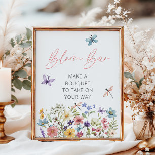 Wildflower Butterfly Baby Shower Bloom Bar Poster