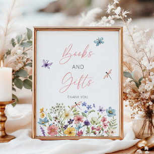 Wildflower Butterfly Baby Shower Books and Gifts Poster