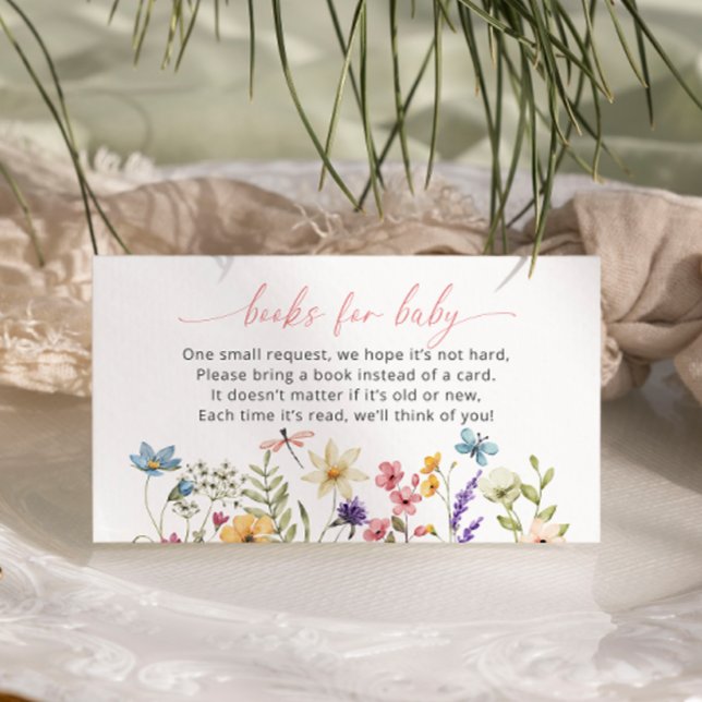 Wildflower Butterfly Baby Shower Books for Baby Enclosure Card (Creator Uploaded)