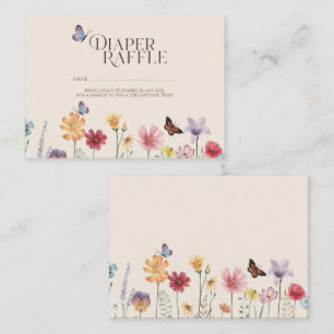 Wildflower Butterfly Baby Shower Diaper Raffle Enclosure Card