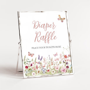 Wildflower Butterfly Baby Shower Diaper Raffle Poster