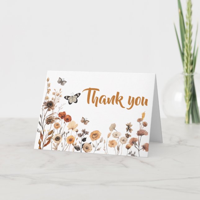 Wildflower Butterfly Baby Shower Thank You Card (Front)