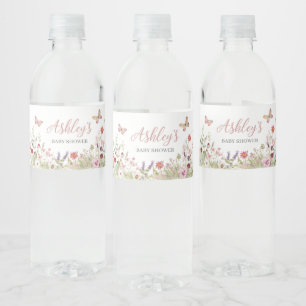 Wildflower Butterfly Baby Shower  Water Bottle Label
