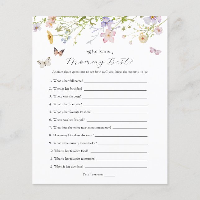 Wildflower Butterfly Baby Who Knows Mummy Game (Front)