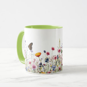 Wildflower Butterfly Botanical Garden Floral Patte Mug