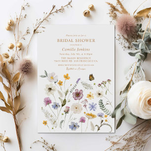 Wildflower Butterfly Bridal Shower  Invitation