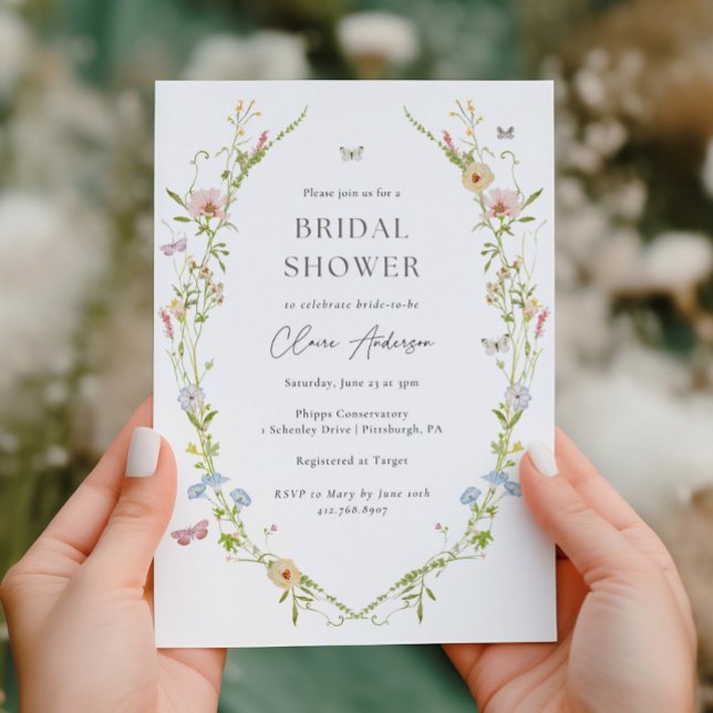 Wildflower Butterfly Bridal Shower Invitation (Creator Uploaded)