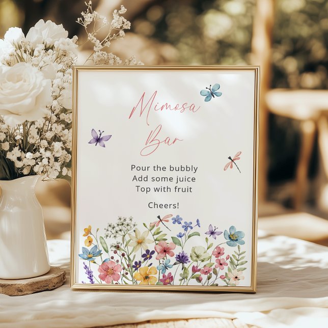 Wildflower Butterfly Bridal Shower Mimosa Bar Poster (Creator Uploaded)