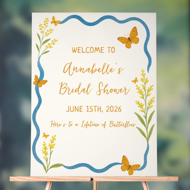 Wildflower Butterfly Bridal Shower Welcome Sign (Neutral)