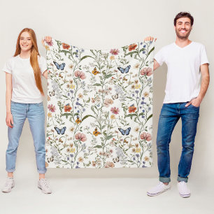  Wildflower Butterfly Floral Garden  Fleece Blanket
