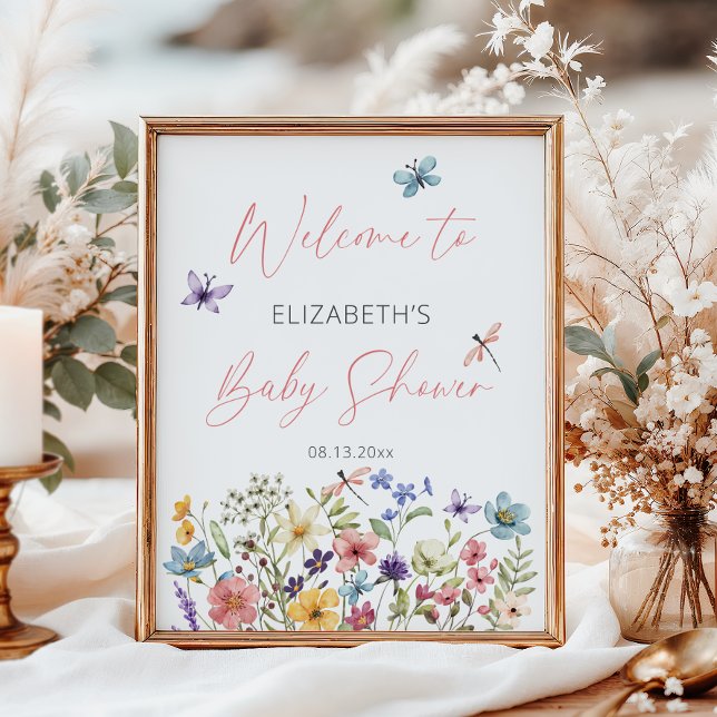 Wildflower Butterfly Garden Baby Shower Welcome Poster (Creator Uploaded)