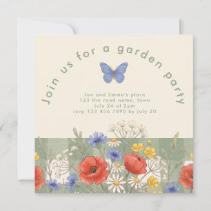 Wildflower Butterfly Garden Party Invitation