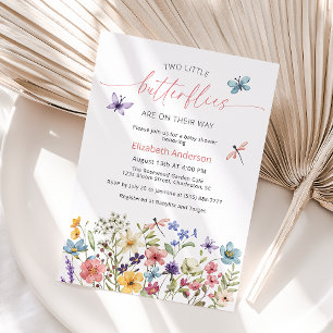 Wildflower Butterfly Garden Twin Baby Shower Invitation