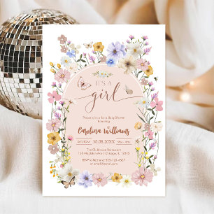 Wildflower Butterfly Girl Baby Shower Invitation