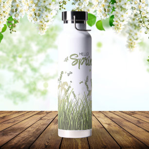 Wildflower Butterfly Hello Spring Personalised Water Bottle