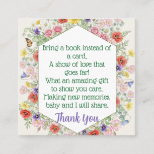 Wildflower Butterfly Hexagon Baby Shower Book Enclosure Card