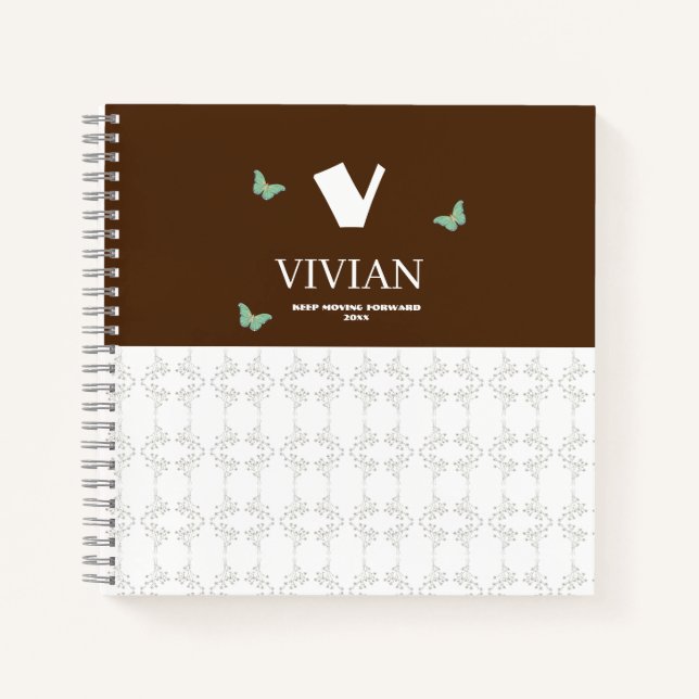 Wildflower & Butterfly Initial Bold Name Notebook (Front)