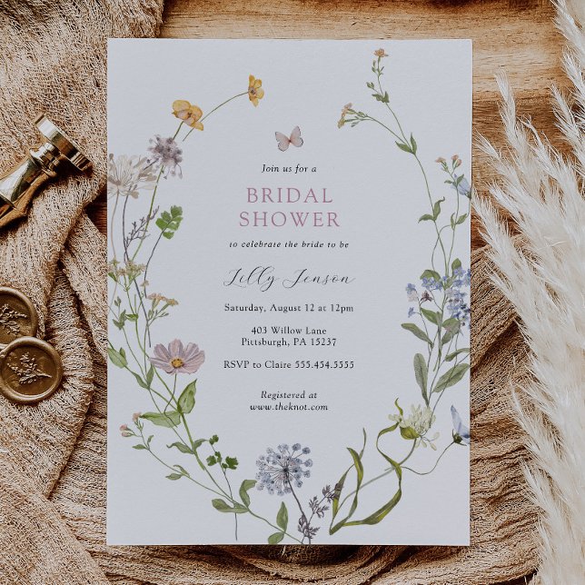 Wildflower Butterfly Meadow Bridal Shower Invitation (Creator Uploaded)