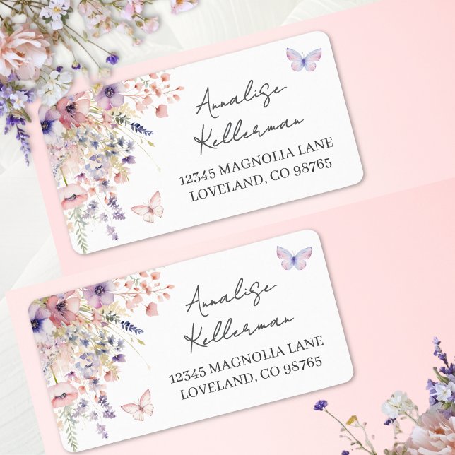 Wildflower Butterfly Return Address Label (Wildflower Butterfly Return Address Label )