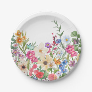 Wildflower Butterfly Spring Paper Plate