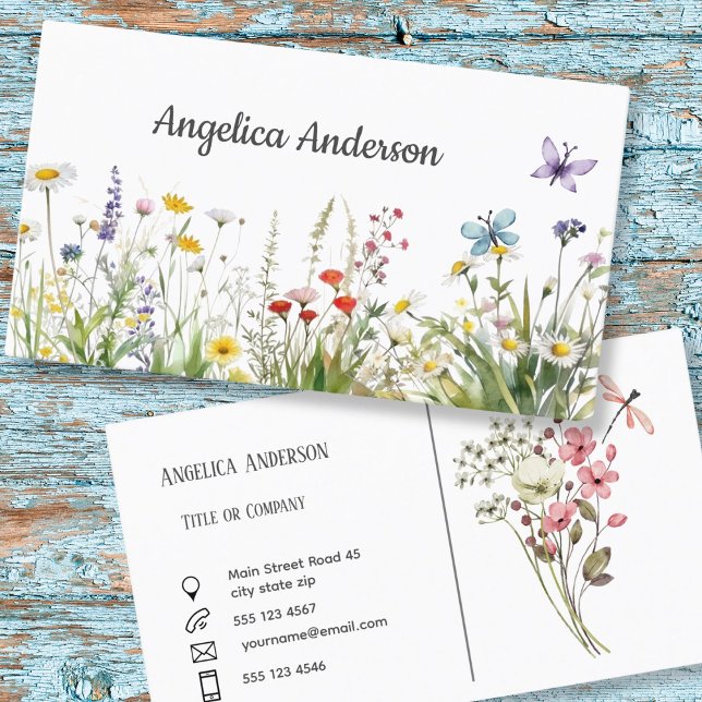 Wildflower Butterfly Watercolor Business Card (Creator Uploaded)