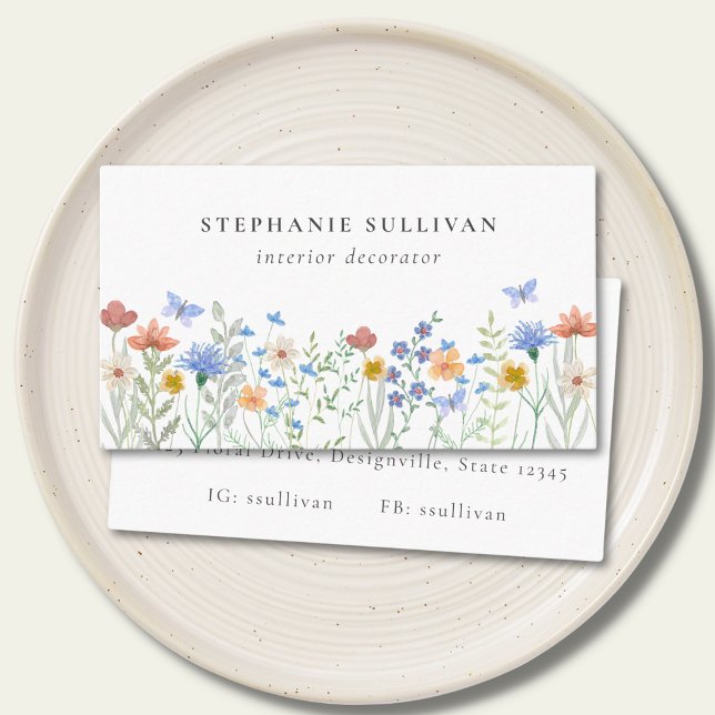  Wildflower Butterfly Watercolor Business Card (Creator Uploaded)