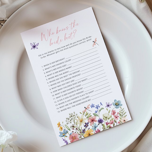 Wildflower Butterfly Who knows the bride best game (Creator Uploaded)