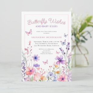 Wildflower Butterfly Wishes Baby Shower Invitation