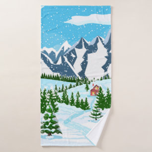 Wildflower cactus pattern in a watercolor style. F Bath Towel