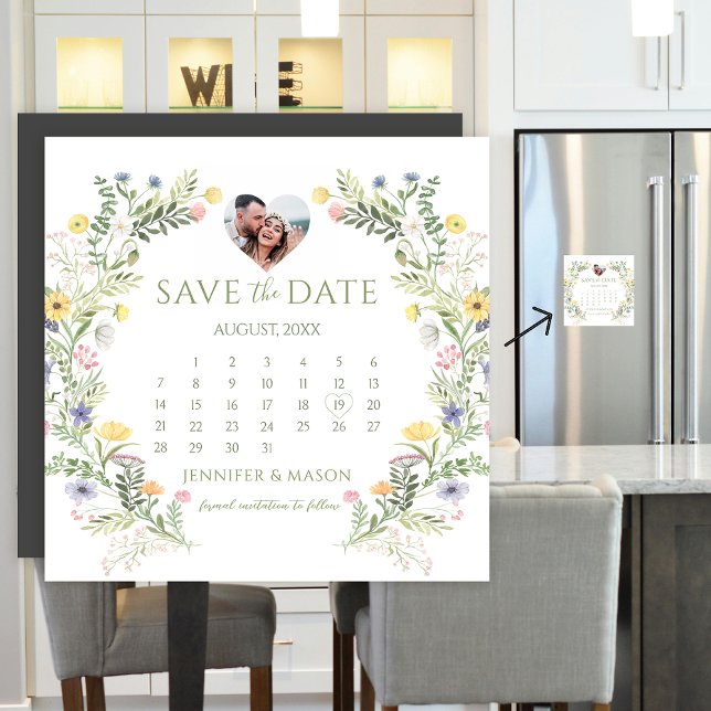 Wildflower Calendar Save the Date Photo Magnet (Creator Uploaded)