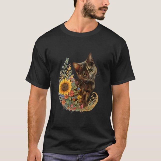 Wildflower Calico Cat T-Shirt (Front)