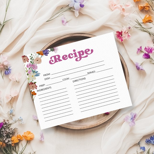 Wildflower Calligraphy Bridal Shower Recipe Cards (Creator Uploaded)