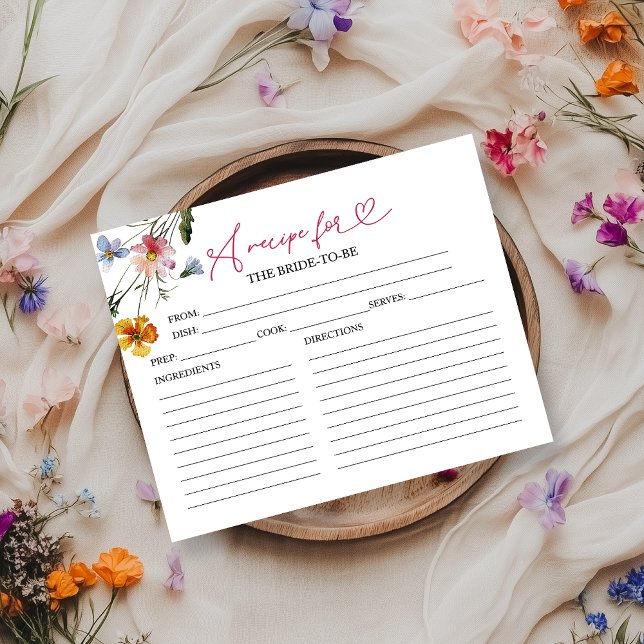 Wildflower Calligraphy Bridal Shower Recipe Cards (Creator Uploaded)