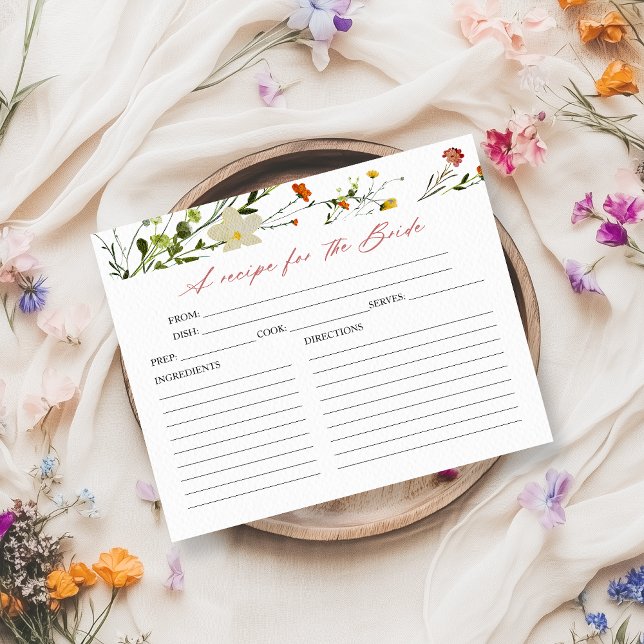 Wildflower Calligraphy Bridal Shower Recipe Cards (Creator Uploaded)