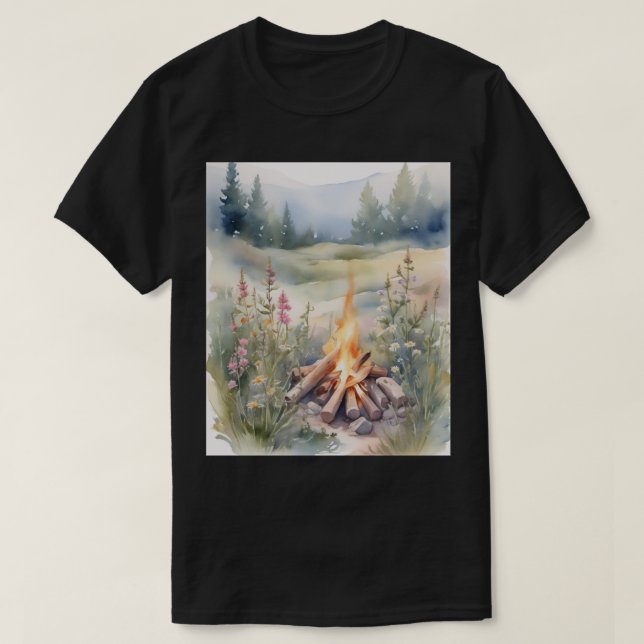 Wildflower Campfire Botanical Camping Shirt Nature (Design Front)