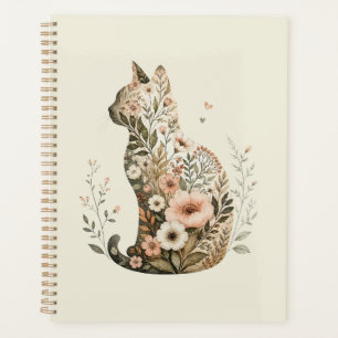 Wildflower Cat Silhouette Floral Boho Planner