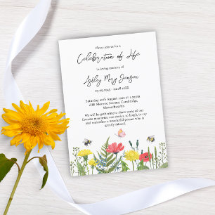 Wildflower Celebration of Life Funeral Invitation
