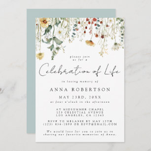 Wildflower Celebration of Life Funeral Invitation