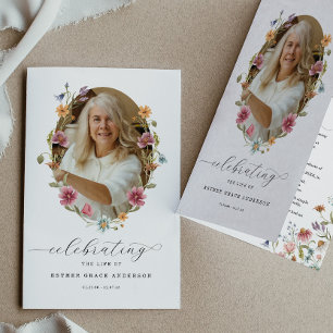 Wildflower Celebration of Life Funeral Program Flyer