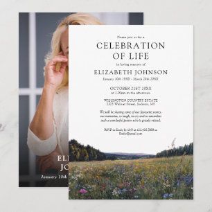 Wildflower Celebration Of Life Photo Funeral Invitation
