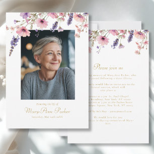 Wildflower "Celebration of Life" Photo Funeral  Invitation