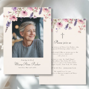 Wildflower "Celebration of Life" Photo Funeral  Invitation