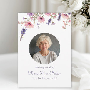 Wildflower "Celebration of Life" Photo Funeral  Invitation