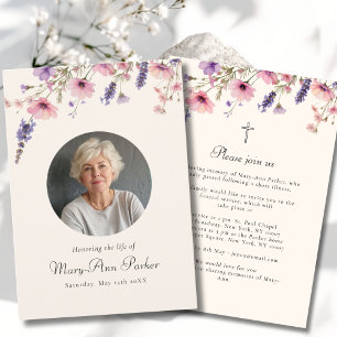 Wildflower "Celebration of Life" Photo Funeral Invitation