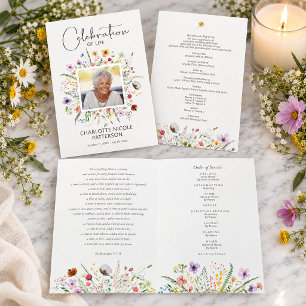 Wildflower Celebration of Life Photo Funeral Programme