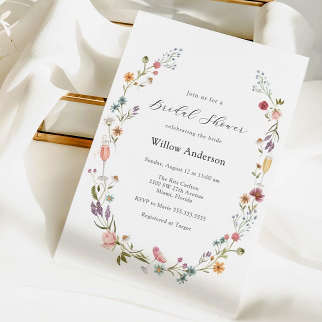 Wildflower Champagne Bridal Shower Invitation (Creator Uploaded)